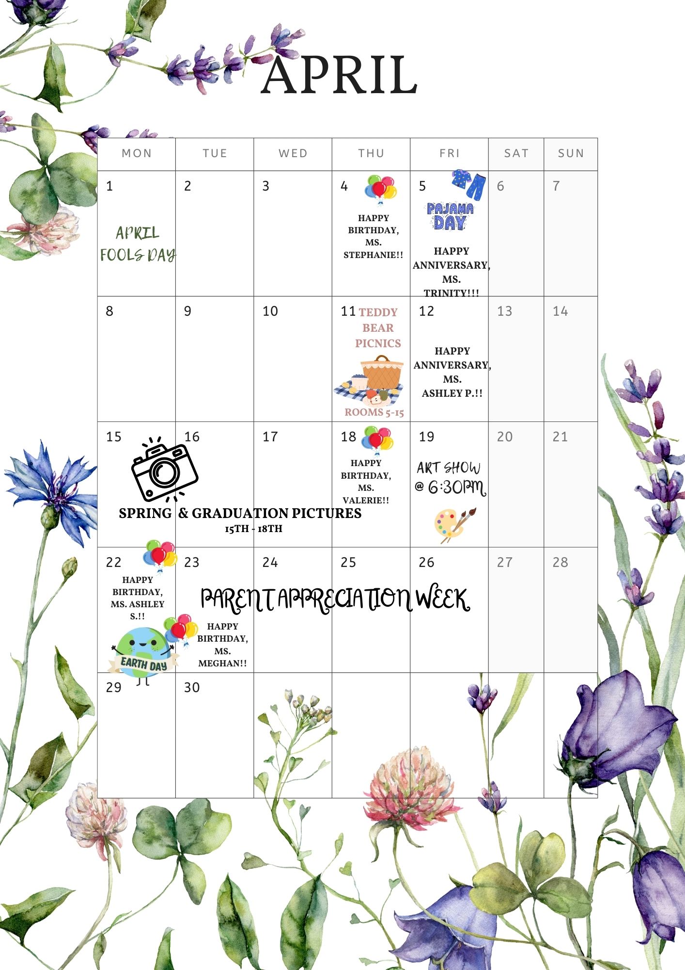 Calendar & Lunch Menu Deerwood Academy